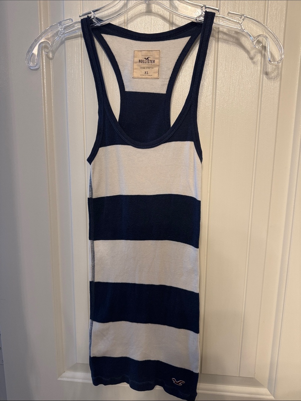 Hollister Navy & White Wide Stripe Racerback Tank
